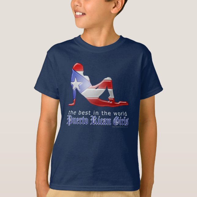 Camiseta Bandera puertorriqueña de la silueta del chica (Anverso)
