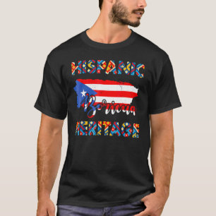 Camiseta Bandera Puertorriqueña Herencia Hispana Boricua Pu