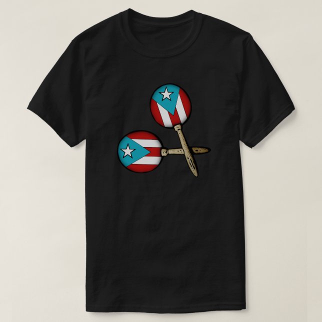 Camiseta Bandera puertorriqueña Maracas Boricua Instrumento (Diseño del anverso)