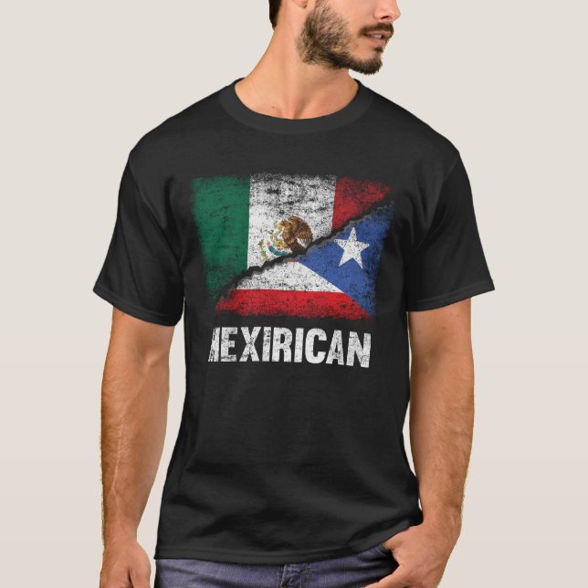 Camiseta Bandera puertorriqueña mexicana media (Anverso)