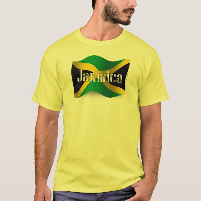 Camiseta Bandera que agita de Jamaica (Anverso)