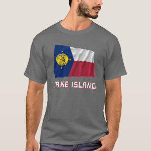 Camiseta Bandera que agita de la isla Wake con nombre