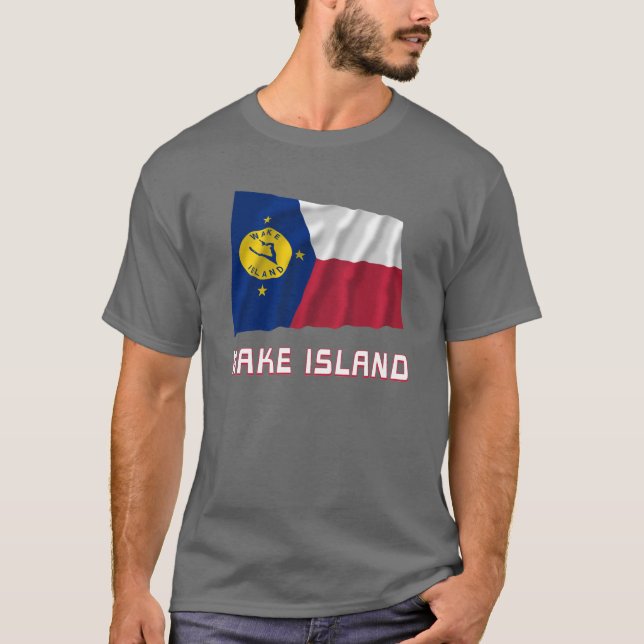 Camiseta Bandera que agita de la isla Wake con nombre (Anverso)
