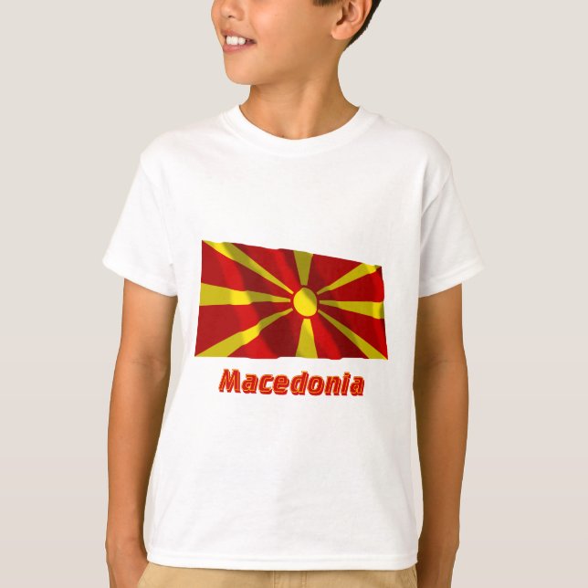 Camiseta Bandera que agita de Macedonia con nombre (Anverso)