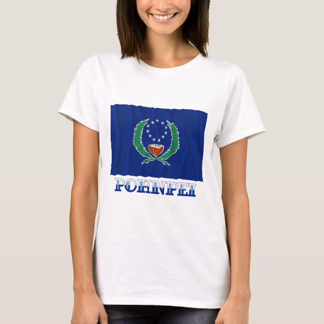 Camiseta Bandera que agita de Pohnpei, con nombre (Anverso)
