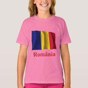 Camiseta Bandera que agita de Rumania con nombre en rumano