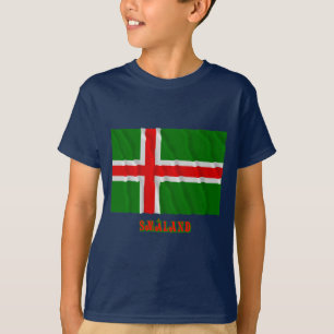 Camiseta Bandera que agita de Småland con el nombre
