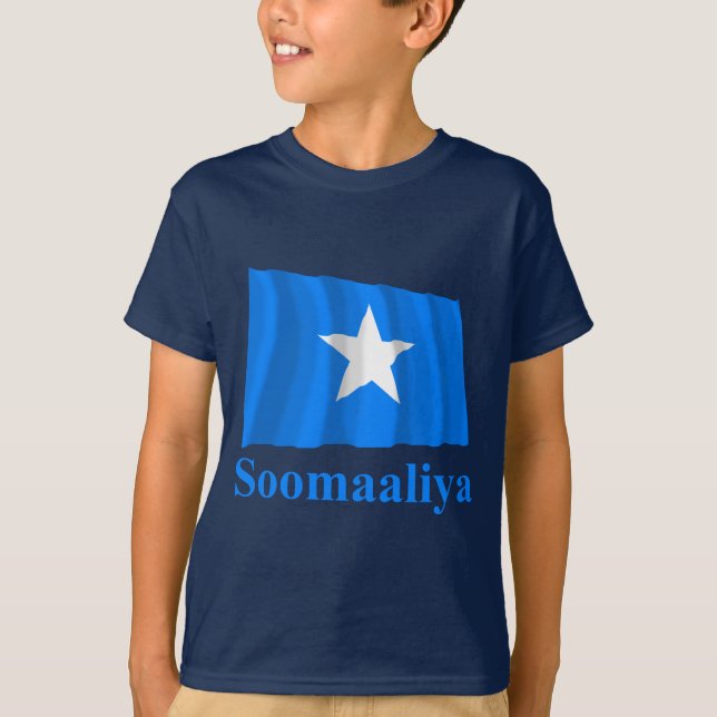 Camiseta Bandera que agita de Somalia con nombre en somalí (Anverso)