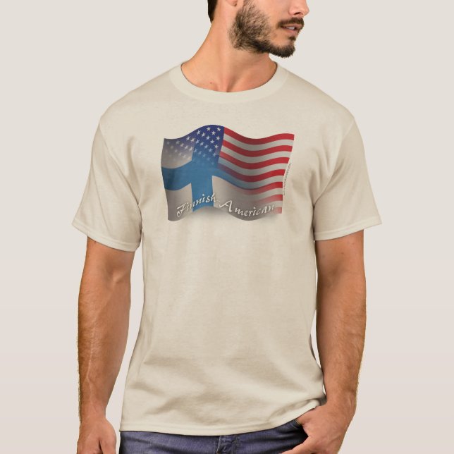 Camiseta Bandera que agita Finlandés-Americana (Anverso)