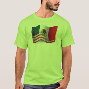Camiseta Bandera que agita mexicana-americano