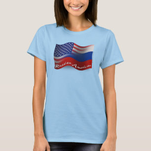 Camiseta Bandera que agita Ruso-Americana