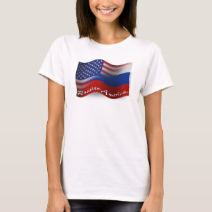 Camiseta Bandera que agita Ruso-Americana