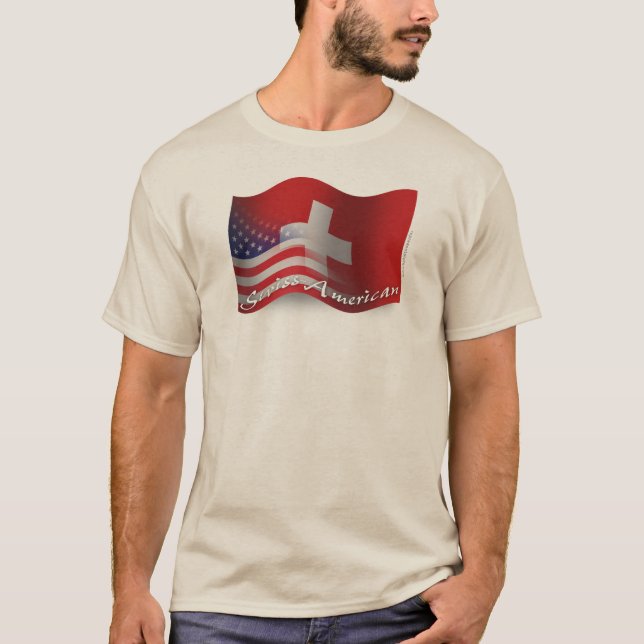 Camiseta Bandera que agita Suizo-Americana (Anverso)