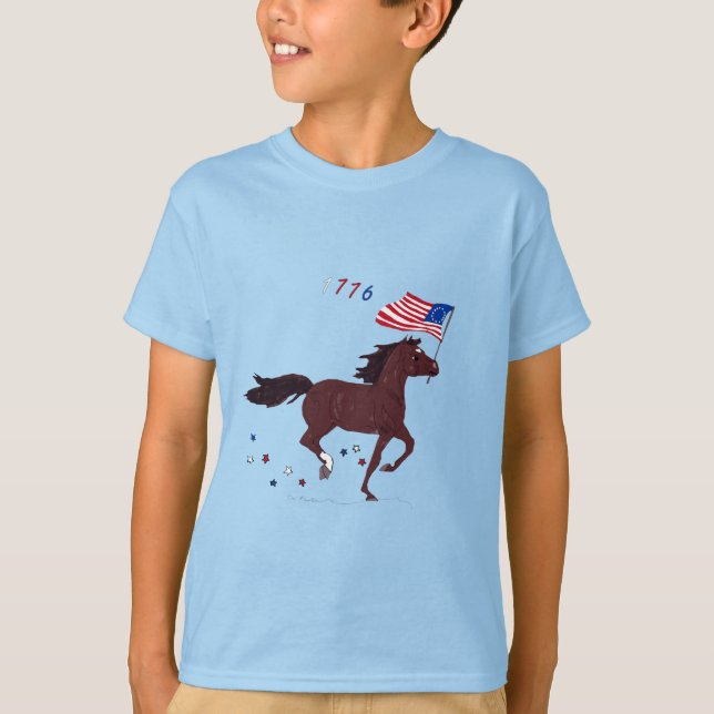 Camiseta Bandera que ondea 1776 Pony (Anverso)