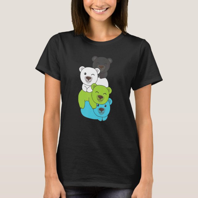 Camiseta Bandera Quiosexual Orgullo De Pile Lgbtq Oso Cuto  (Anverso)