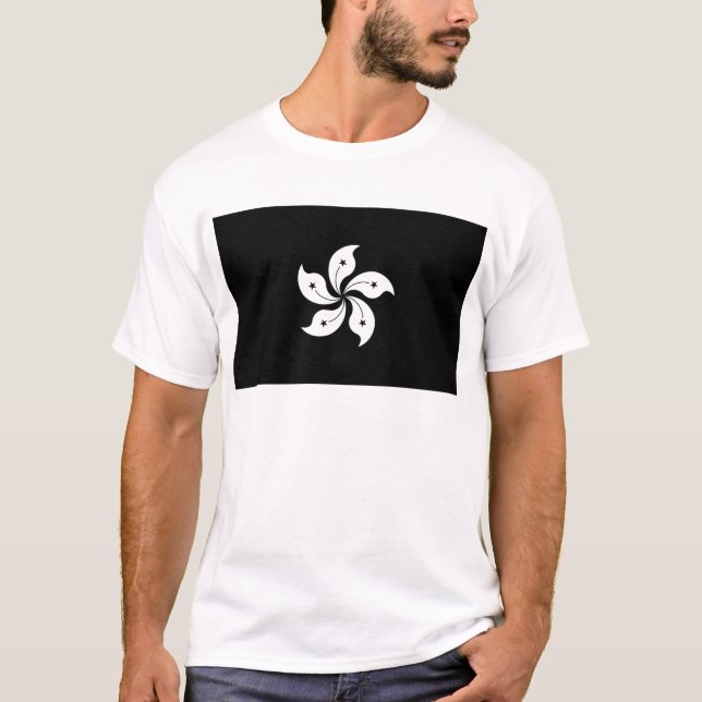 Camiseta Bandera regional de Hong Kong de la flor negra de (Anverso)