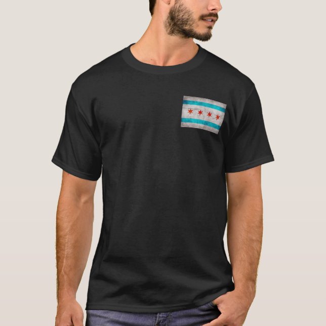 Camiseta Bandera resistida del estado de Chicago del (Anverso)