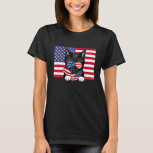 Camiseta Bandera Retro Americana 4 De Julio Tuxedo Cat Dad 