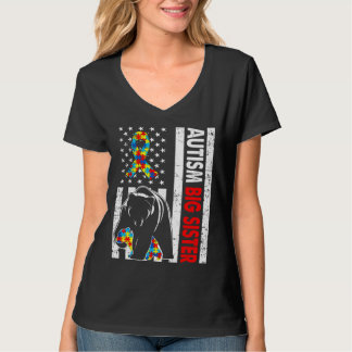 Camiseta Bandera Retro Americana Autismo Gran Hermana Oso A