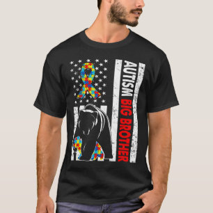 Camiseta Bandera Retro Americana Autismo Gran Hermano Oso A