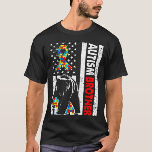 Camiseta Bandera Retro Americana Autismo Hermano Conciencia