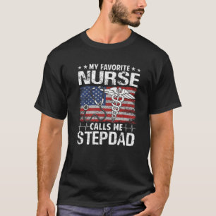 Camiseta Bandera Retro Americana Mi Enfermera Favorita Me L