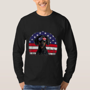 Camiseta Bandera Retro Americana Perro Lover Dachshund Patr