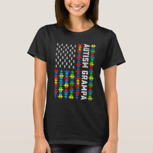 Camiseta Bandera Retro Autism Awareness Usa Abuelo Apoya Au