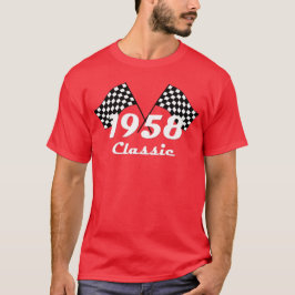 Camiseta Bandera Retro Clásica de Carrera a Cuadros Negros