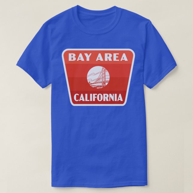 Camiseta Bandera retro de Bay Area California Rojo (Diseño del anverso)