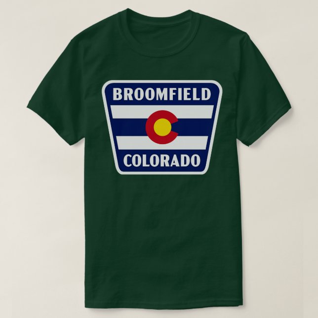 Camiseta Bandera Retro de Broomfield Colorado Azul (Diseño del anverso)