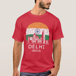 Camiseta Bandera retro de la ciudad de Delhi India