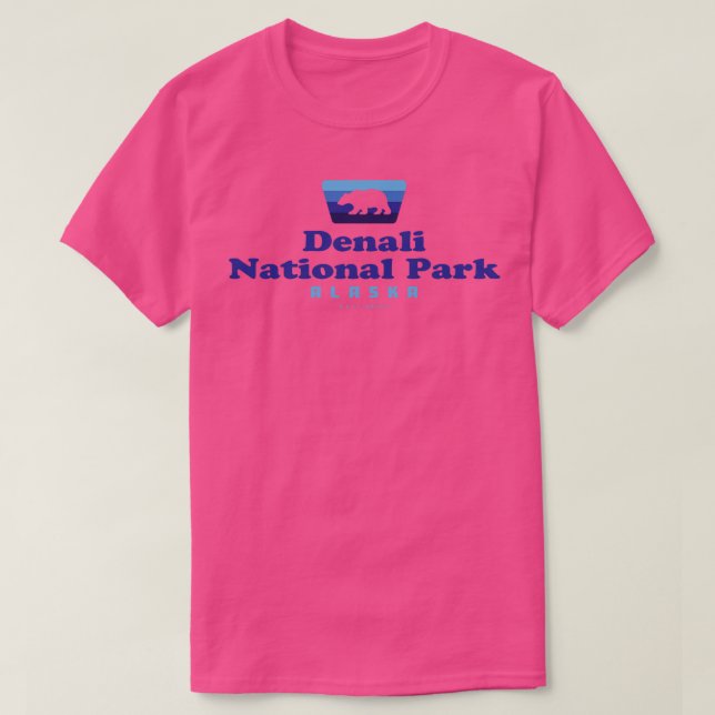 Camiseta Bandera Retro del Parque Nacional Denali Azul del  (Diseño del anverso)