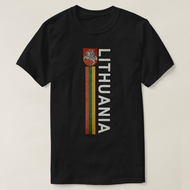 Camiseta Bandera retro deportiva de Lituania y emblema litu (Diseño del anverso)