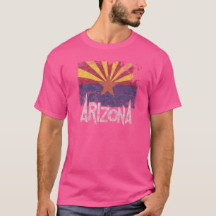 Camiseta Bandera Retro Destrozada del Estado de Arizona Gra