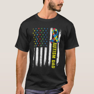 Camiseta Bandera retro estadounidense autismo papá concienc