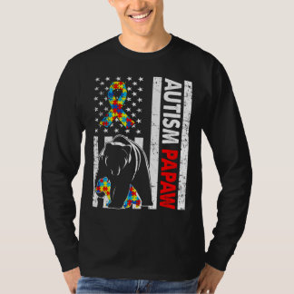 Camiseta Bandera Retro Estadounidense Autismo Papaw Awarene