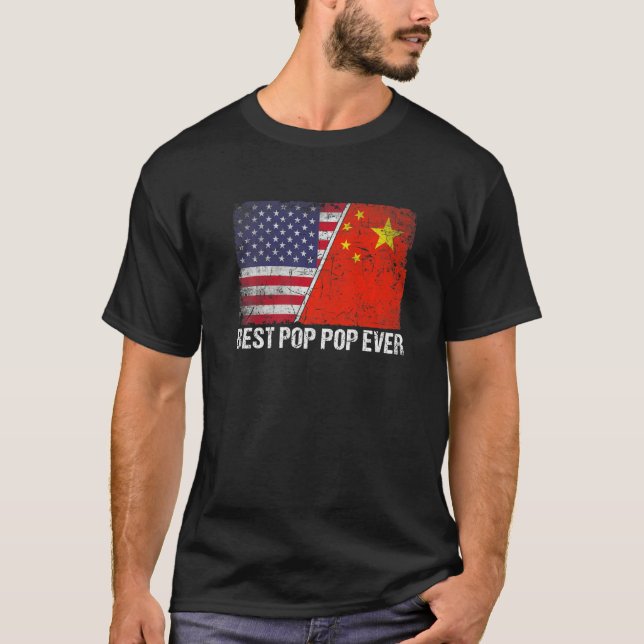 Camiseta Bandera retro estadounidense bandera de China mejo (Anverso)