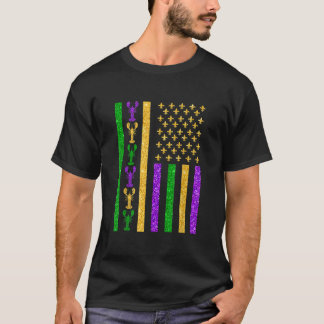 Camiseta Bandera retro estadounidense Mardi Gras Bandera es