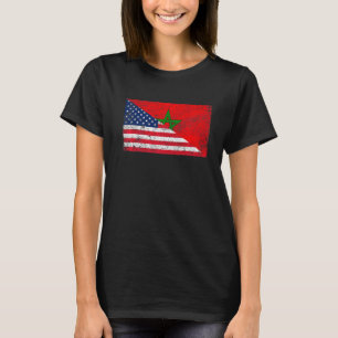 Camiseta Bandera retro estadounidense y bandera marroquí pa