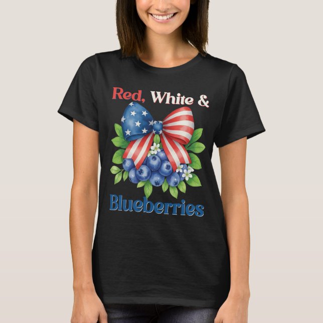 Camiseta Bandera Retro Red, White and Blueberries Patriot U (Anverso)