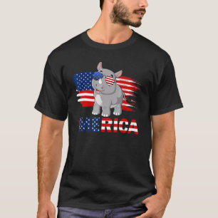 Camiseta Bandera Rinoceronte Norteamericana Gafas De Sol Me