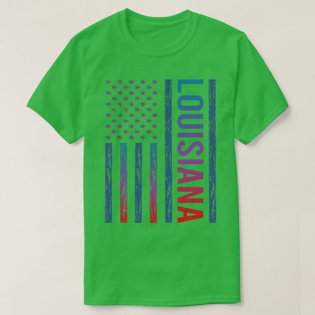 Camiseta Bandera Roja Azul Louisiana TShirt (Diseño del anverso)