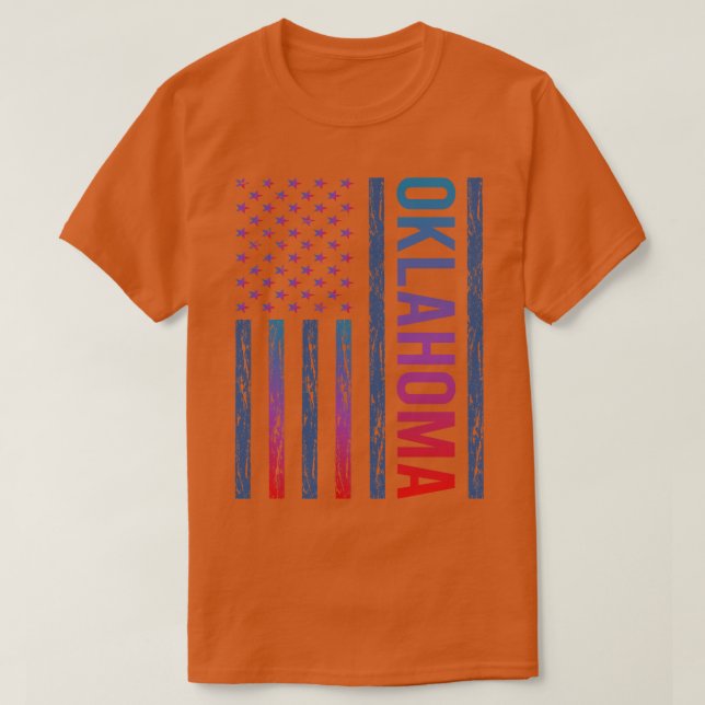 Camiseta Bandera roja azul Oklahoma (Diseño del anverso)