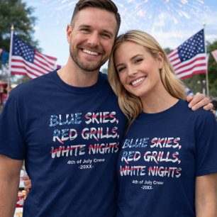Camiseta Bandera Roja Blanca Azul 4 de Julio Familia Crew 