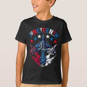 Camiseta bandera roja blanca azul juneteenth jet de combate