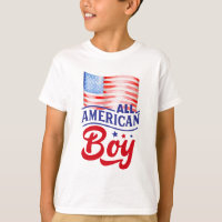Bandera roja blanca y azul All American Boy T-Shir
