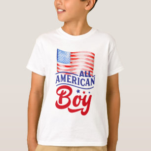 Camiseta Bandera roja blanca y azul All American Boy T-Shir