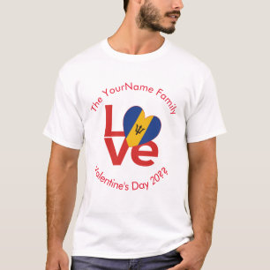 Camiseta Bandera Roja de Amor Barbadense Personalizada 