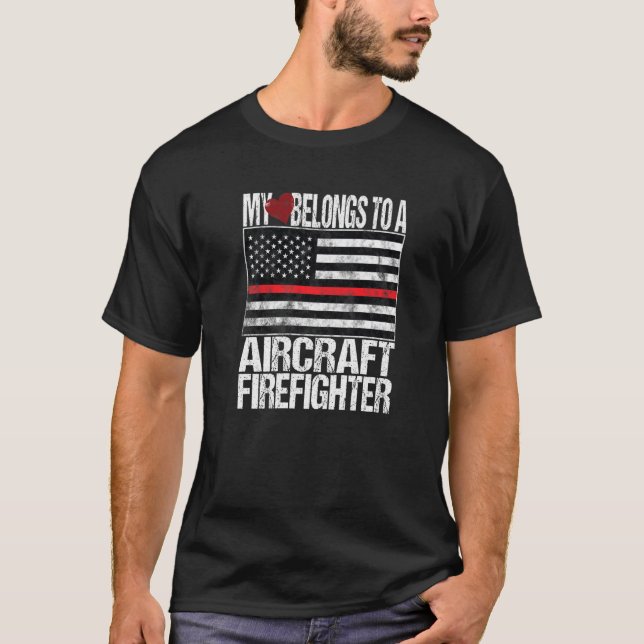 Camiseta Bandera roja Fireman My Hearong Pertenece a la aer (Anverso)